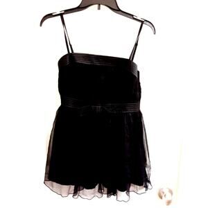 Fever London Top Women's Size 10, Black silk, Spaghetti Straps, Chiffon, NWT